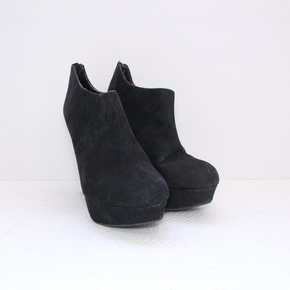 GLO jeans Shoes Glo Eva Black Suede Ankle Platform Heel Boots 7m